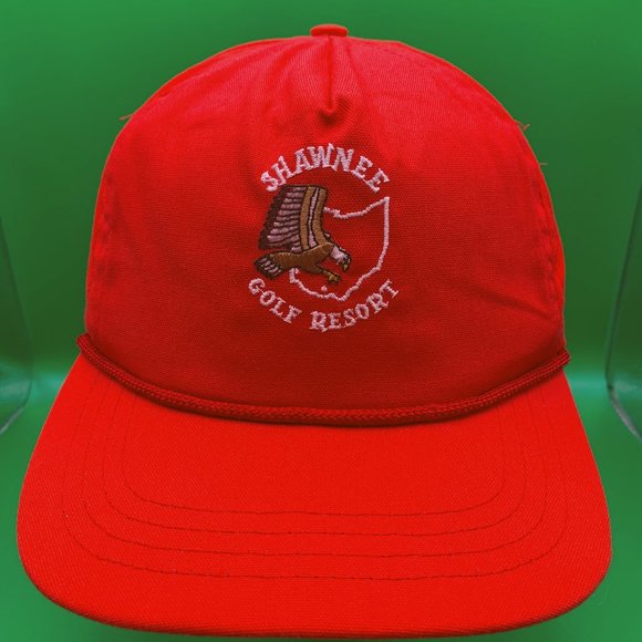 Duckster Accessories Vintage Red Golf Rope Hat 9s Adjustable Leather Strapback Cap Ohio